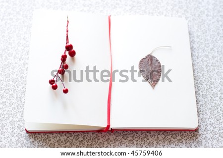 romantic letter with berries and leaf