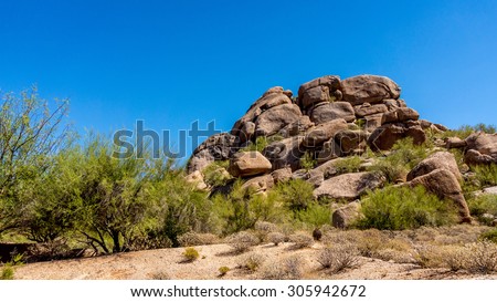 Rock formation in the Arizona desert on a very hot sunny summer day