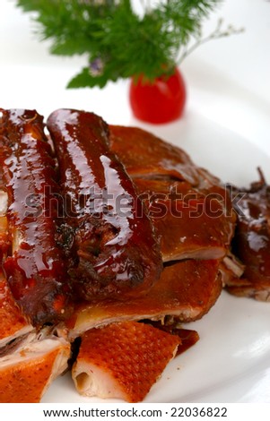 delicious and prepared chinese dish-smoked duck
