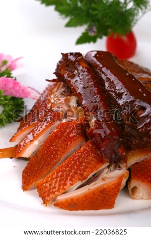 delicious and prepared chinese dish-smoked duck
