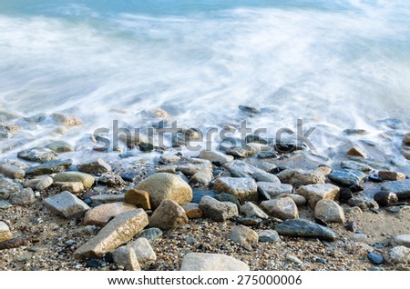Ocean Water Beach Pebbles Shoreline Landscape Blue