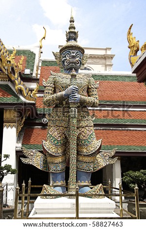 Big giant is the guard at the gate, in many fairy tale of south east asia there about giant such as ramayana
