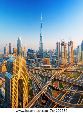 Amazing Dubai skyline with luxury city center, Dubai, United Arab Emirates