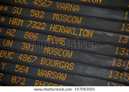 Departure/Arrivals  board at International Airport