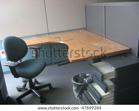 Empty workplace in bankrupted company