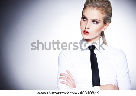 Portrait of Urban Business woman wearing tie