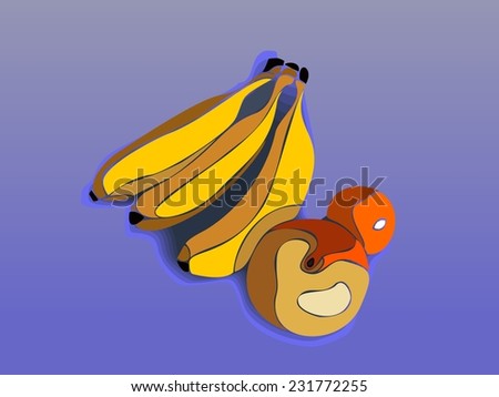 illustration, food, fruit retirement, fruit arrangement, blue background