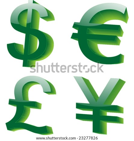 currency symbols vector. 3D currency symbols VECTOR