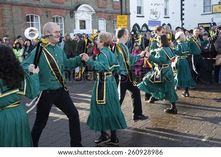 the Bourne Borderers at the Whittlesey Straw Man festival,Cambridgeshire,UK. They are a traditional English Morris dancing group. taken 1401/2012
