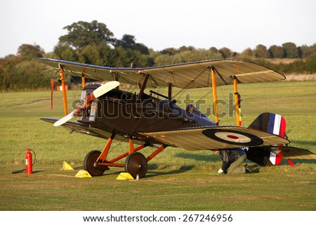 1920\'s RAF SE5A fighter biplane aircraft at a Shuttleworth Collection air display at Old Warden airfield, Bedfordshire ,UK. taken 26/09/2014