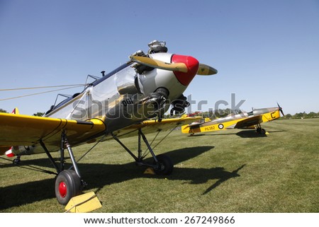 1930\'s US built Ryan PT-22 pilot training biplane aircraft at a Shuttleworth Collection air display at Old Warden airfield, Bedfordshire ,UK. taken 26/09/2014
