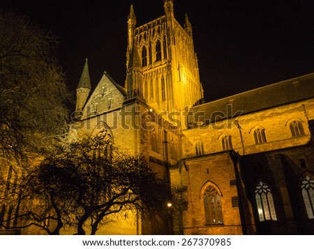 The Cathedral Church of Christ and the Blessed Mary the Virgin of Worcester,at night.. taken 22/09/2014