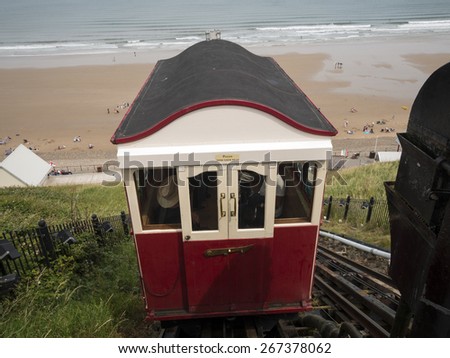 the water-driven passenger carrying tramway up the cliffs at Saltburn,  North Yorkshire coast, Britain. taken 15/12/2014