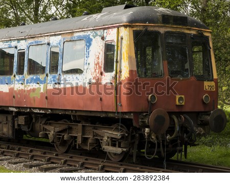 derelict old train carriage,Peak Rail heritage railway,Matlock,Derbyshire,UK.taken 16/05/2015