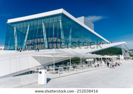 Oslo, Norway - June 22: View on a side of the National Oslo Opera House on June 22, 2010 in Oslo, Norway, witch was opened on April 12, 2008.