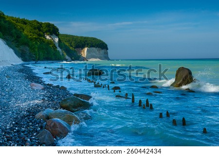 Chalk Coast of Ruegen Island, german Baltic Sea Coast