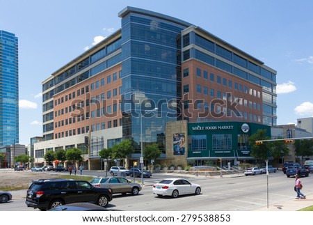 AUSTIN, TEXAS - MAY 1 2015: Whole Food Market headquarters, side view, specializes in natural and organic foods.