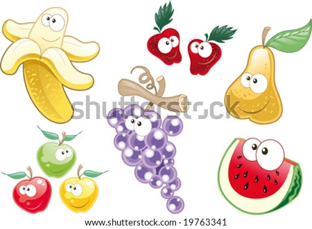 stock vector : Fruit Characters. Funny cartoon and vector illustration.