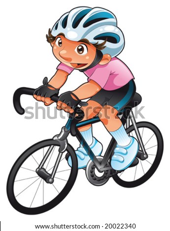 Cartoon Children Cycling