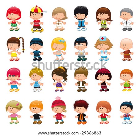 Funny Stock Photos on Boys And Girls  Funny Cartoon And Vector Isolated Characters
