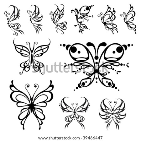 stock vector Butterfly tattoo Vector Illustration isolated objects