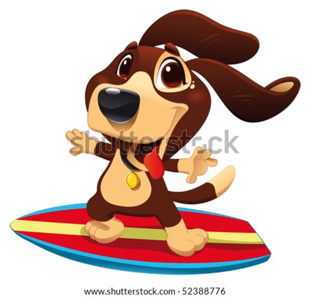 Dog Surfing Cartoon