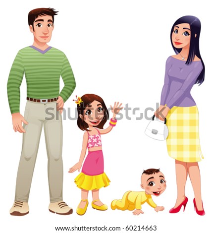 father and children cartoon. father and children.