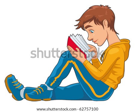 Cartoon Characters Reading. stock vector : Reading student