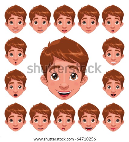 Boy Expressions with lip sync. Funny cartoon and vector character ...