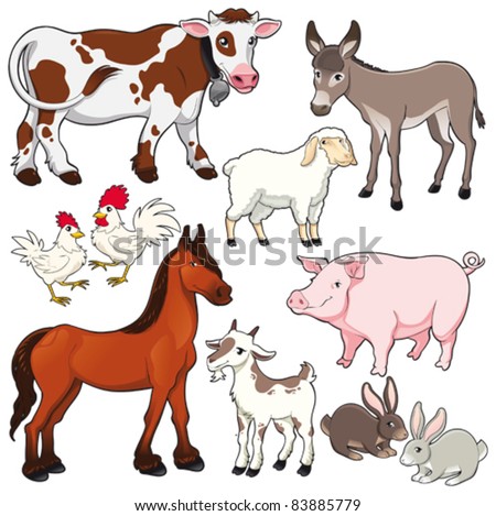 Cartoon Character Names on Stock Vector   Farm Animals  Vector And Cartoon Isolated Characters