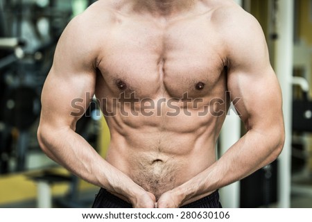 young bodybuilder man, upper body