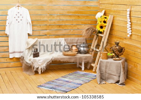 Rural stage-property and set-design in a photographic studio