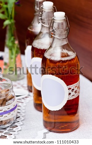 Bottles of drinks on the table