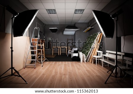 Interior And The Equipment Of A Photographic Studio Ready For Realization Of Photosession