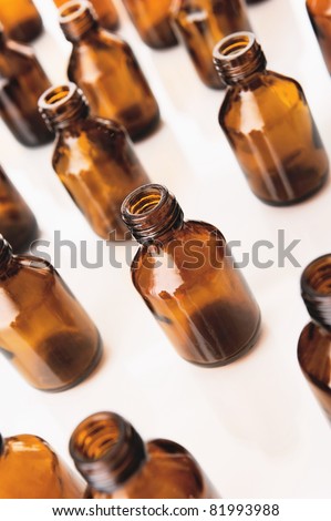Medical bottles on white