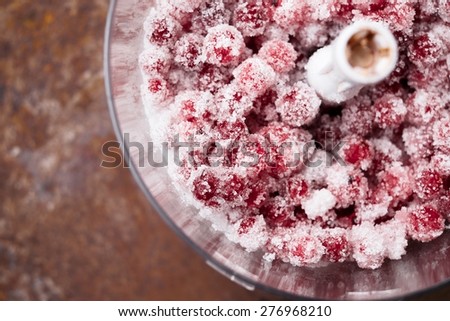Cranberries In A Blender Top View