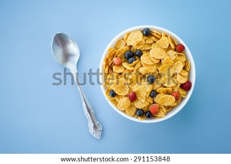 Healthy Cereal with Fresh Berries Organic Food Top View