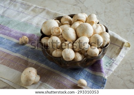 Fresh Mushrooms in an Iron Bowl Vegan Food
