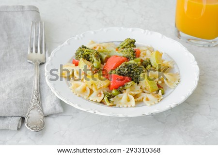 Hot Pasta with Vegetable Sauce Homemade Vegetarian Food