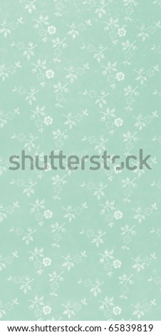 green wallpaper with white blossoms