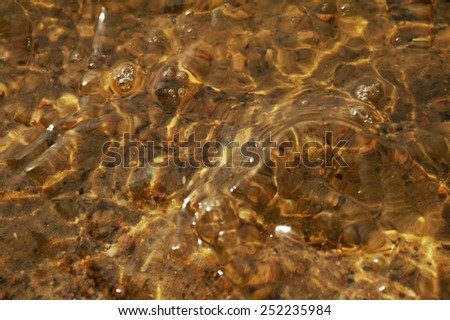 Waves on clear water. Sand and clean the bottom.