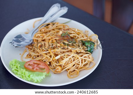 Breakfast spaghetti  with  Thailand  style