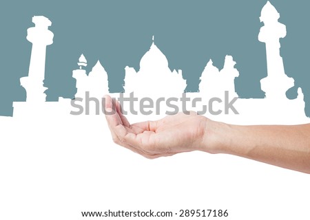 Hands of people praying to Mosque