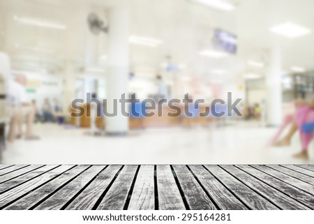wood floor on Blurred background Patient waiting for see doctor, abstract background.
