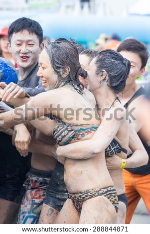 BORYONG KOREA - July 20 : Boryeong Mud Festival at Daecheon beach, South Korea on July 20,2014