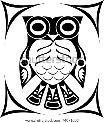 stock vector Tribal Spirit Owl Tattoo design