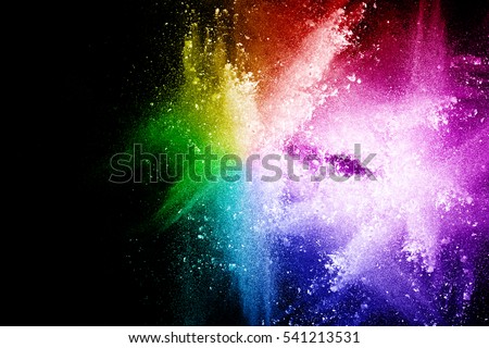 abstract multi-color powder splatted background,Freeze motion of color powder exploding/throwing color powder,color glitter texture on black background