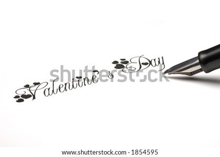 Fountain pen writing Valentine\'s Day