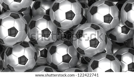 Group of soccer balls - European footballs