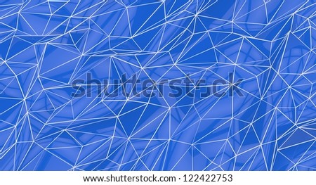 Background of blue and white polygons, abstract shapes, mesh.